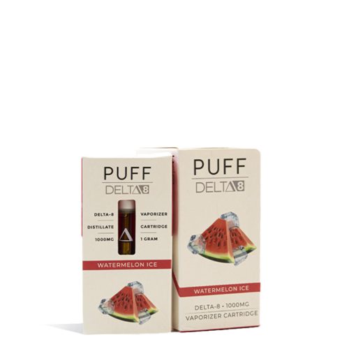 Watermelon Ice Puff D8 1000mg CBD Cartridge 5pk on white background