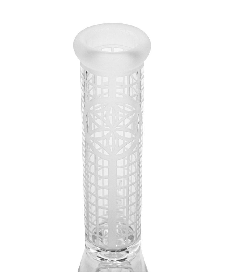 14 Inch Premium Etched Water Pipe with Heavy Base 3 tube