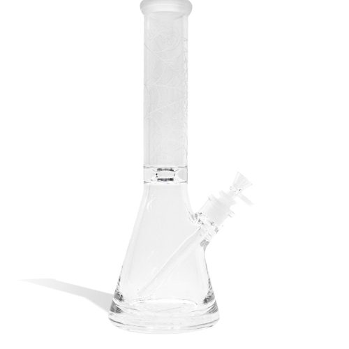 4-14 Inch Premium Etched Water Pipe with Heavy Base on white studio background