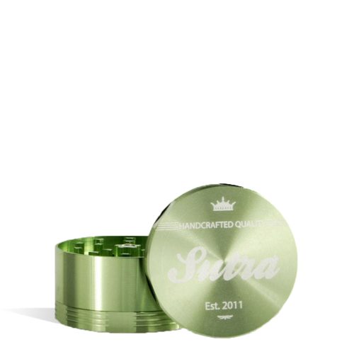 Green Sutra Vape Aluminum 4 Piece 65mm Grinder on white studio background