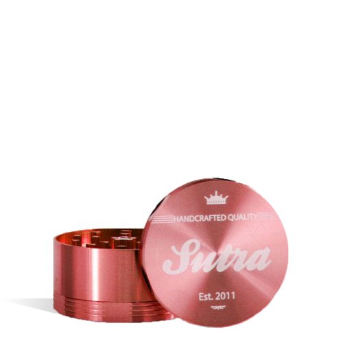 Red Sutra Vape Aluminum 4 Piece 65mm Grinder on white studio background