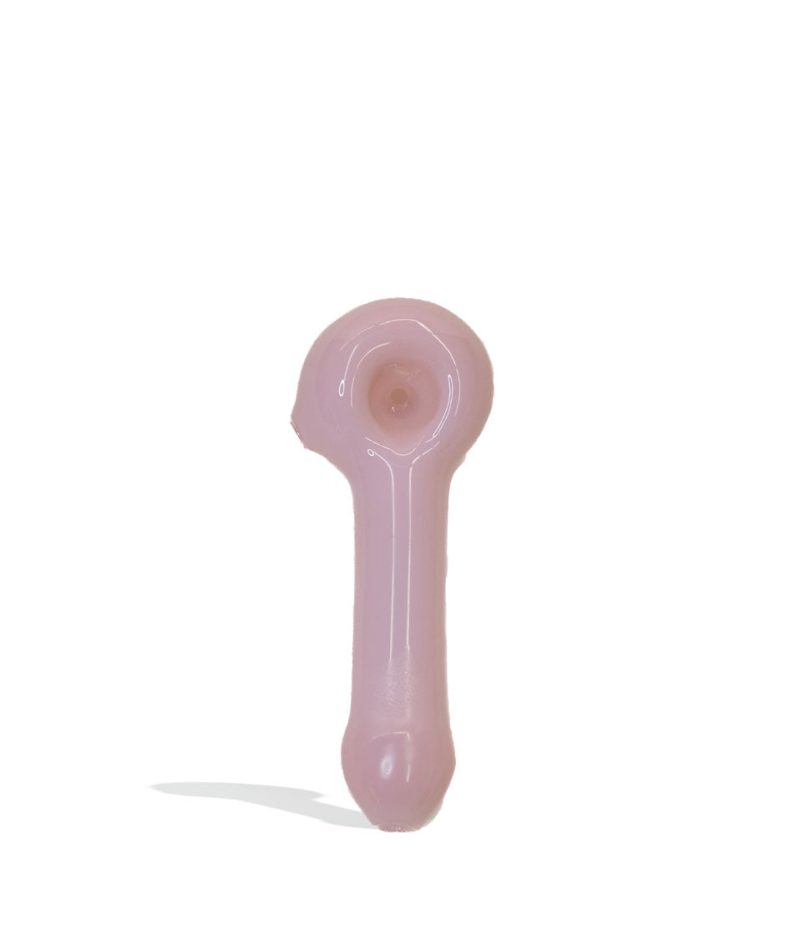 4.5 inch us milky glass hand pipe front view pink