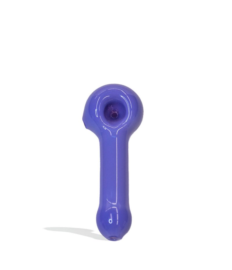 4.5 inch us milky glass hand pipe front view purple