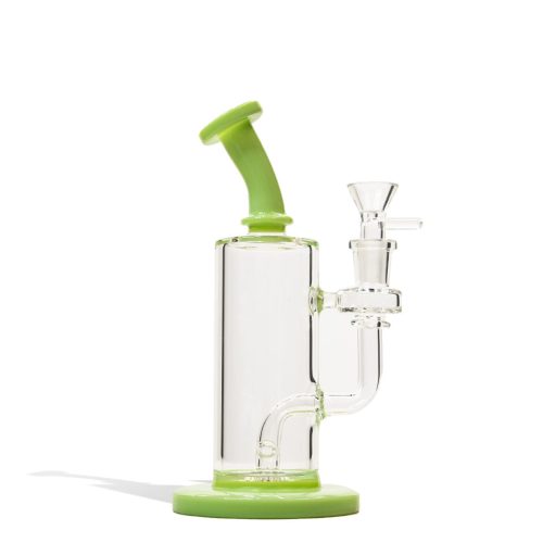 Green 8 Inch Mini Rig with Colored Mouthpiece and Base on white background