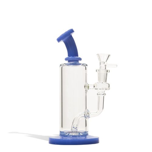 Jade Blue 8 Inch Mini Rig with Colored Mouthpiece and Base on white background