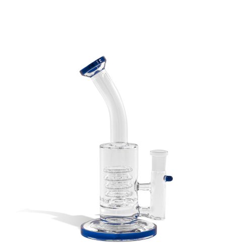 Blue 8 Inch Waterpipe with 14mm Funnel Bowl on white studio background