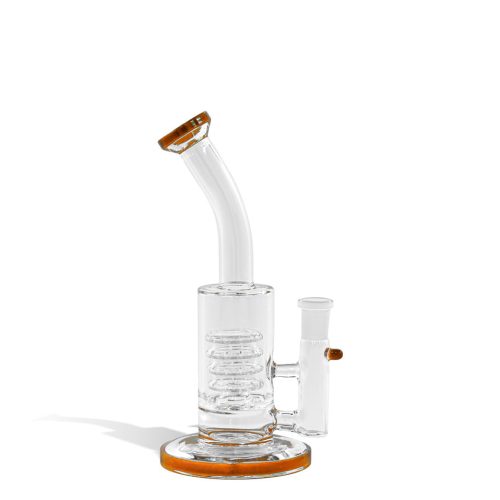 Orange 8 Inch Waterpipe with 14mm Funnel Bowl on white studio background