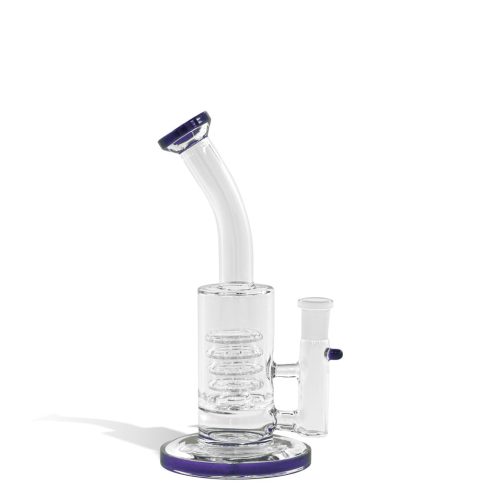 Purple 8 Inch Waterpipe with 14mm Funnel Bowl on white studio background