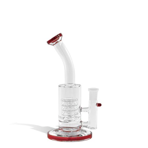 Red 8 Inch Waterpipe with 14mm Funnel Bowl on white studio background