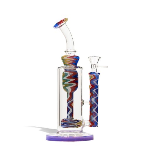 milky purple 9 Inch Dab Rig with Color Matched Perc and Mouthpiece on white studio background