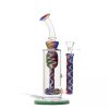 Jade Green 9 Inch Dab Rig with Color Matched Perc and Mouthpiece on white studio background