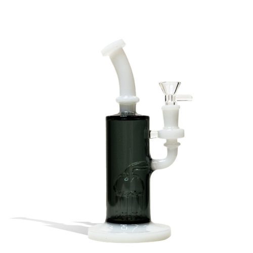 White 9 inch Dual Colored Water Pipe with 8 Arm Tree Perc on white background