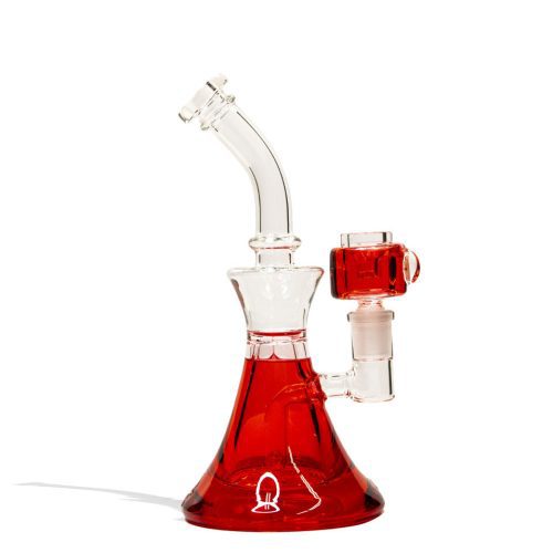 Red 9 inch Glycerin Water Pipe with 14mm Glycerin Bowl on white background