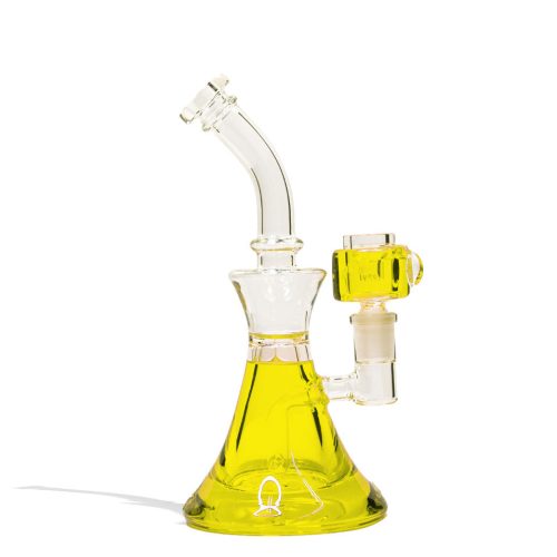 Yellow 9 inch Glycerin Water Pipe with 14mm Glycerin Bowl on white background