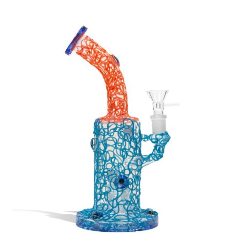 9 Inch Water Pipe with Neon Colors and 14mm Bowl on white studio background