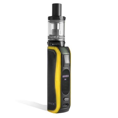 Black Gold side view with tank on SMOK PRIV N19 30w Starter Kit on white studio background