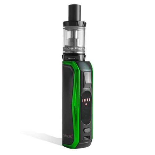 Black Green side view with tank on SMOK PRIV N19 30w Starter Kit on white studio background