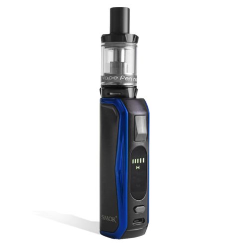 Prism Blue side view with tank on SMOK PRIV N19 30w Starter Kit on white studio background