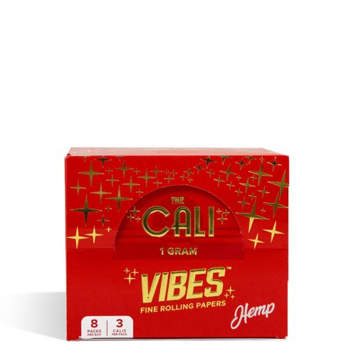 1 Gram Hemp Vibes The Cali Pre Rolled Cone Display 8 3pks per Display on white studio background