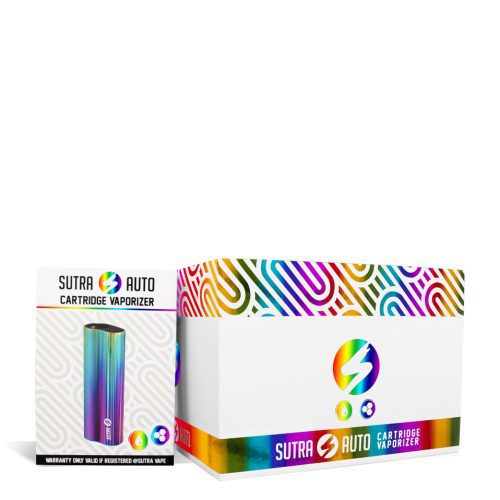 Full Color w/single pack Sutra Vape Auto Cartridge Vaporizer 12pk on white background