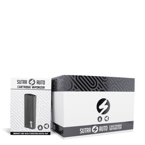 Gunmetal w/single pack Sutra Vape Auto Cartridge Vaporizer 12pk on white background