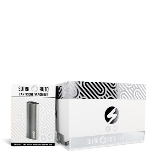 Silver w/single pack Sutra Vape Auto Cartridge Vaporizer 12pk on white background