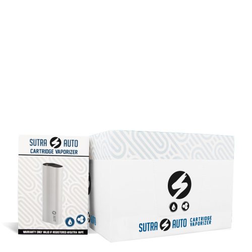 White w/single pack Sutra Vape Auto Cartridge Vaporizer 12pk on white background