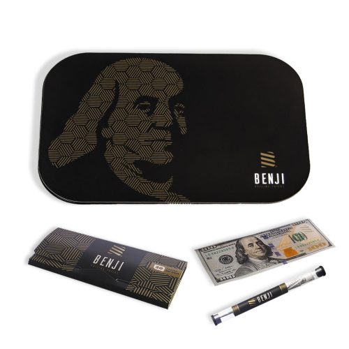 Art Franklin Benji OG Metal Rolling Tray with Magnetic Lid Kit on white background