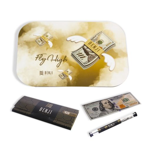 Fly High Benji OG Metal Rolling Tray with Magnetic Lid Kit on white background