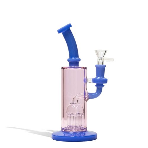 Jade Blue 9 inch Dual Colored Water Pipe with 8 Arm Tree Perc on white background