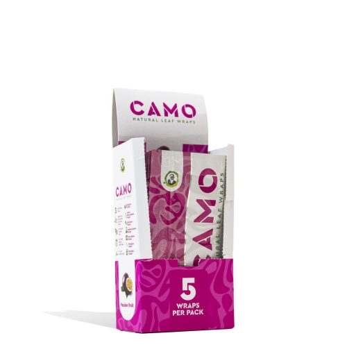 Passion Fruit Camo Natural Leaf Chamomile Wrap 25pk on white studio background