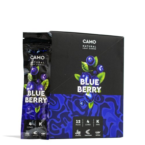 Blueberry Camo Natural Leaf Cones 12pk Front View on White Background