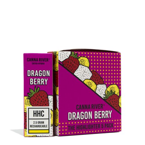 Dragon Berry Canna River 2.5g HHC Disposable 5pk on white background