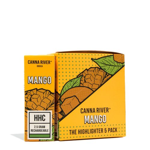 Mango Canna River 2.5g HHC Disposable 5pk on white background