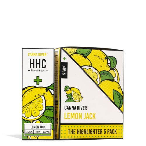 Lemon Jack Canna River 2.5g HHC Highlighter Disposable 5pk Front View on White Background