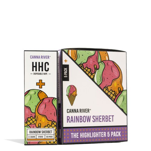 Rainbow Sherbet Canna River 2.5g HHC Highlighter Disposable 5pk Front View on White Background