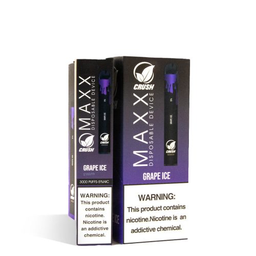 Grape Ice Crush MAXX Disposable Device 10pk on white studio background