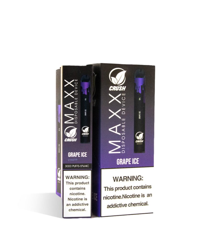 Grape Ice Crush MAXX Disposable Device 10pk on white studio background