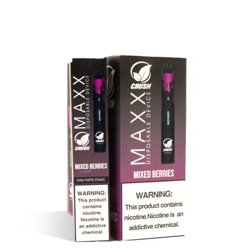 Mixed Berries Crush MAXX Disposable Device 10pk on white studio background