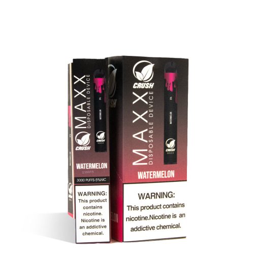 Watermelon Crush MAXX Disposable Device 10pk on white studio background