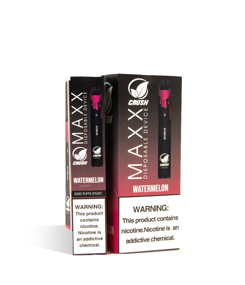 Watermelon Crush MAXX Disposable Device 10pk on white studio background