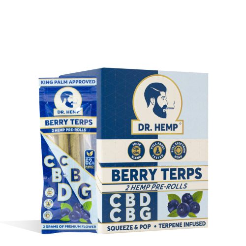 Berry Terps Dr. Hemp CBD | CBG Pre Rolled King Palm Wraps 20pk on white background