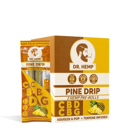 Pine Drip Dr. Hemp CBD | CBG Pre Rolled King Palm Wraps 20pk on white background