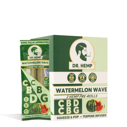 Watermelon Wave Dr. Hemp CBD | CBG Pre Rolled King Palm Wraps 20pk on white background