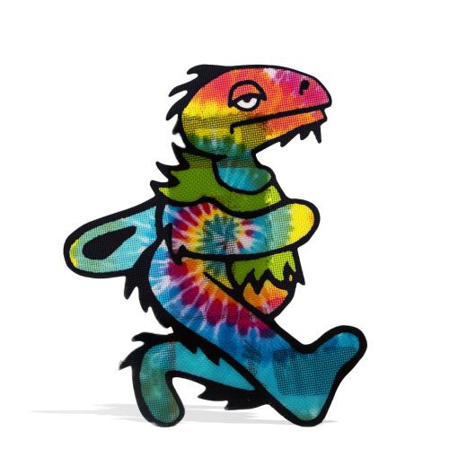 Elbo Glass Tye Dye Dancing Dinos Dab Mat Front View on White Background