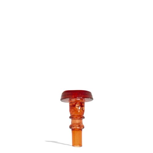 Transparent Red Empire Glassworks Puffco Peak Joystick Carb Cap Front View on White Background