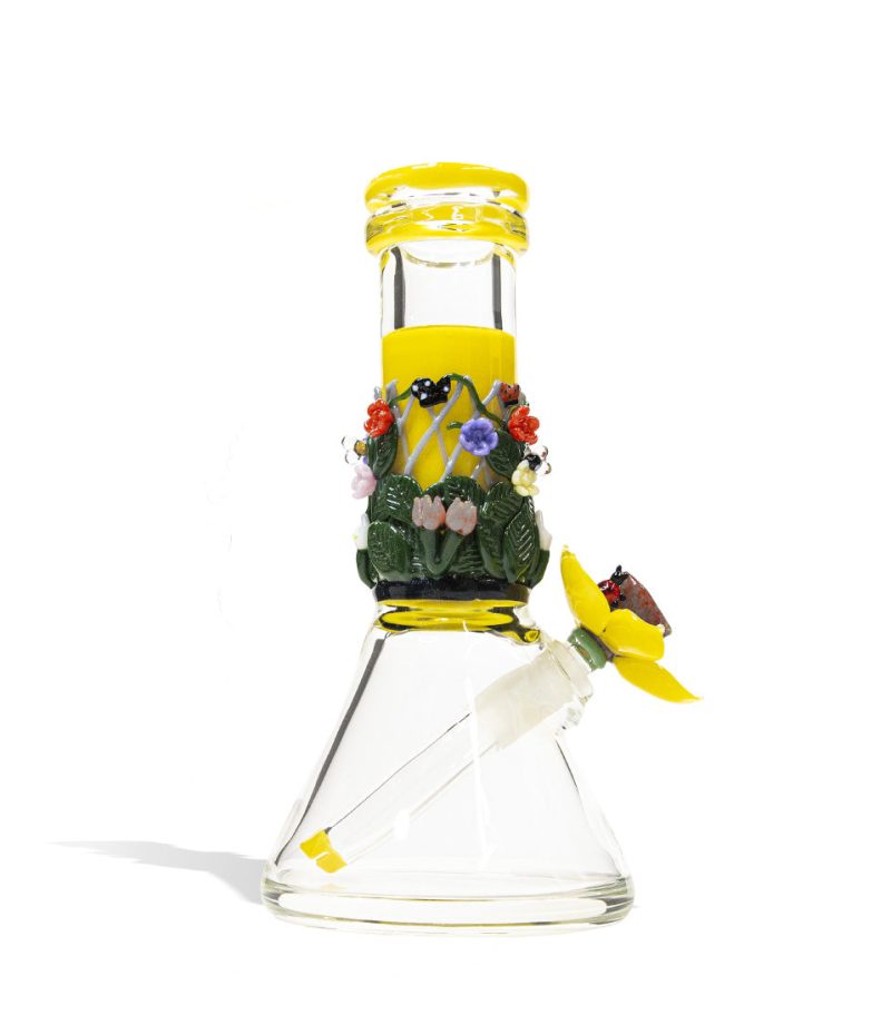 empire glassworks yellow flower baby beaker