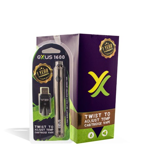 Gunmetal Exxus Vape 1600mah Battery 12pk with Packaging on white background