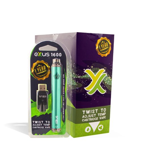 Cosmic Green Exxus Vape 1600mah Battery 12pk with Packaging on white background