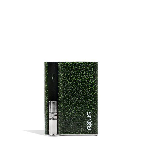 Black Green Crackle Exxus Palm Pro Cartridge Vaporizer Front View on White Background